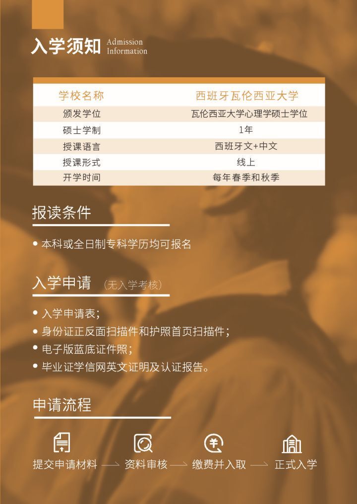 西班牙瓦伦西亚大学招生简章 国际免联考心理学教育学硕士